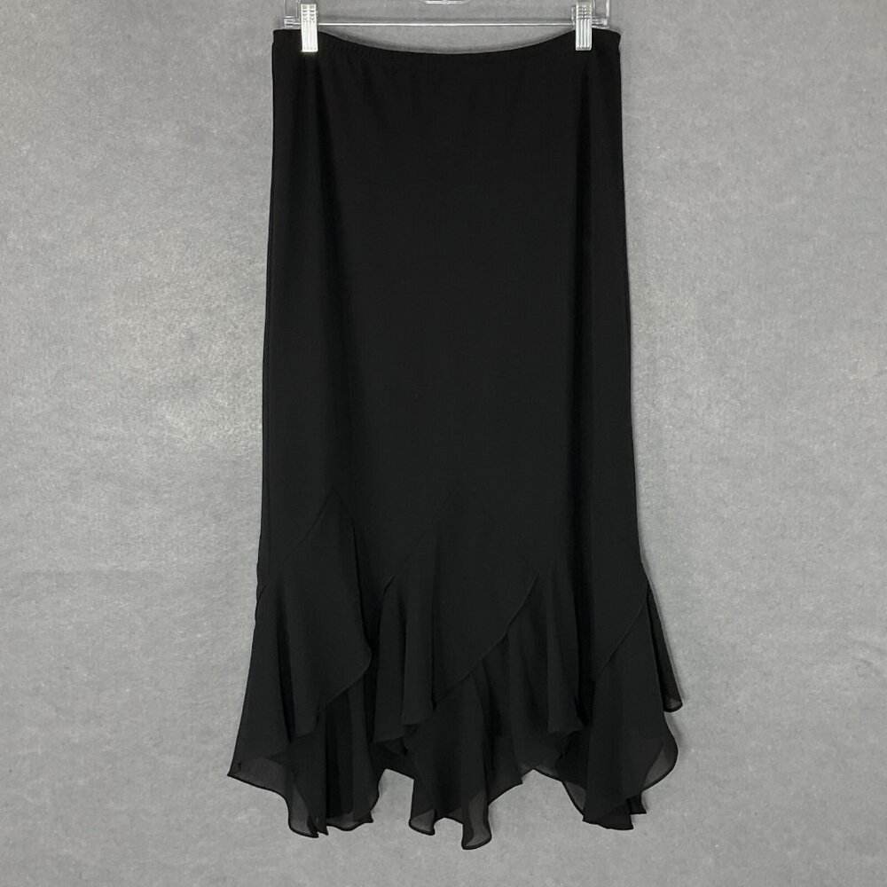 R&K Evening Skirt Women Sz 12 Black Flowy Vamp Whimsigoth Y2K Witchy Fairy‎